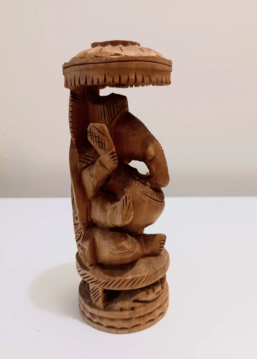 Carved Wood Ganesh Statue - photo 3