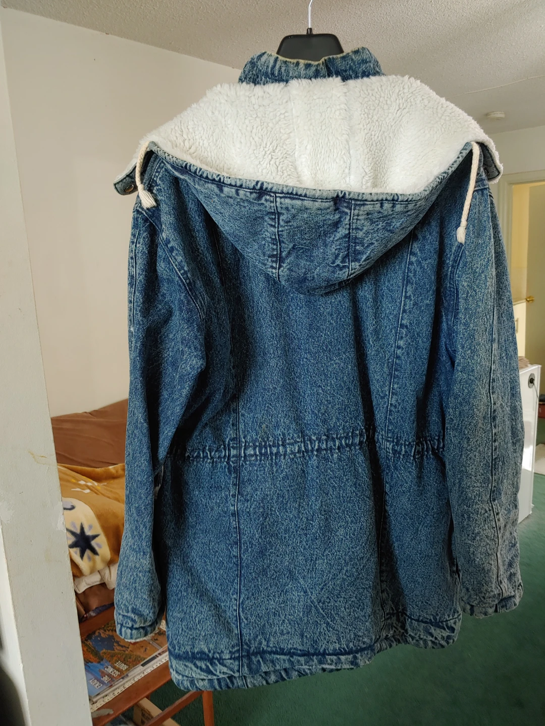 Denim Jacket with Sherpa Lining, Size 52