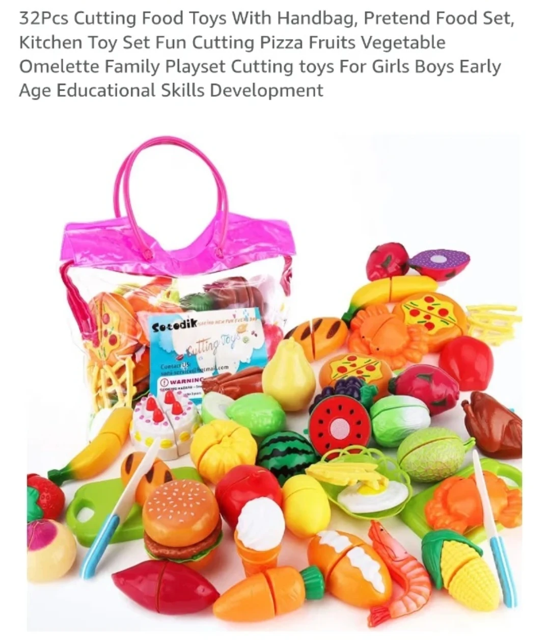 32pcs Cutting Food Toys Set with Handbag