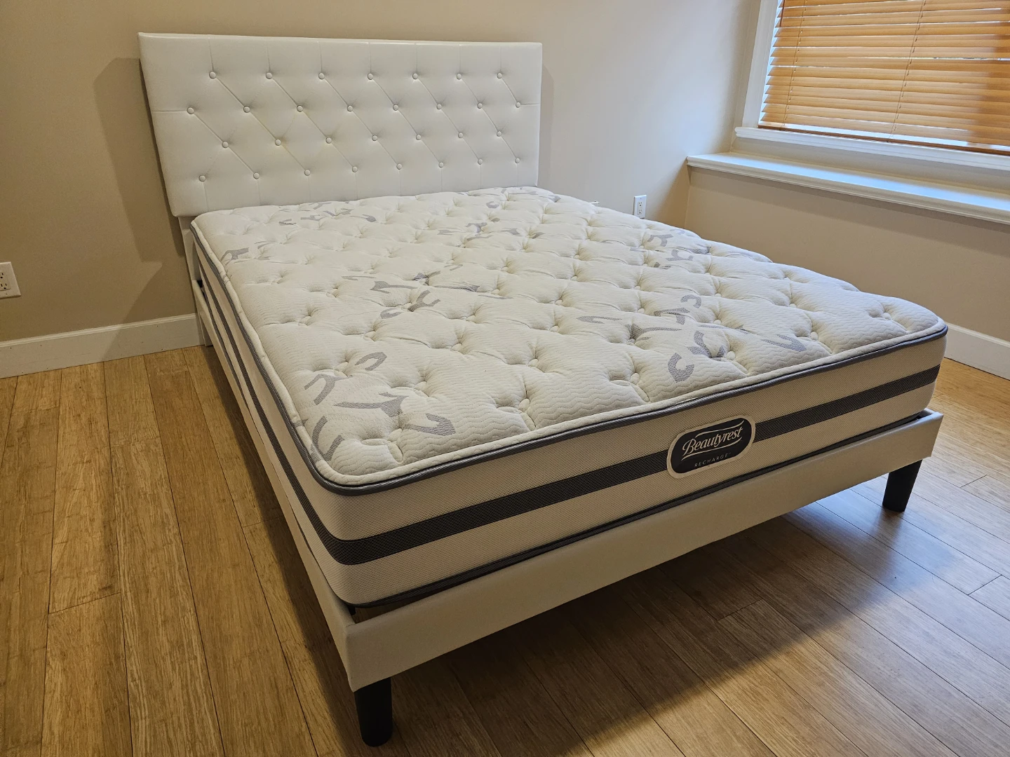 Leather bed frame and Beautyrest Recharge Mattress - photo 3