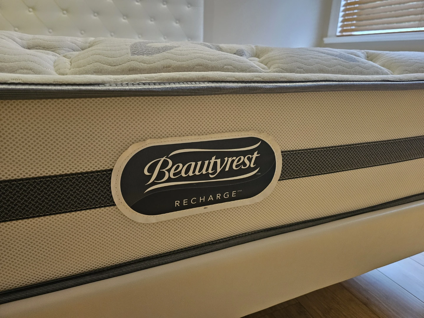 Leather bed frame and Beautyrest Recharge Mattress - photo 4
