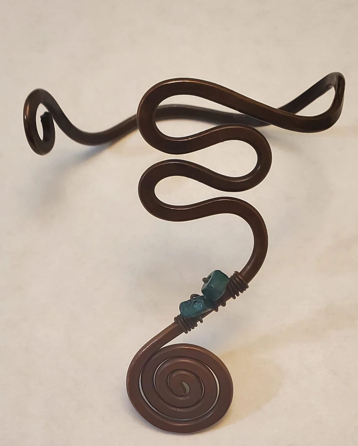 Copper Tone Arm Cuff with Turquoise Beads