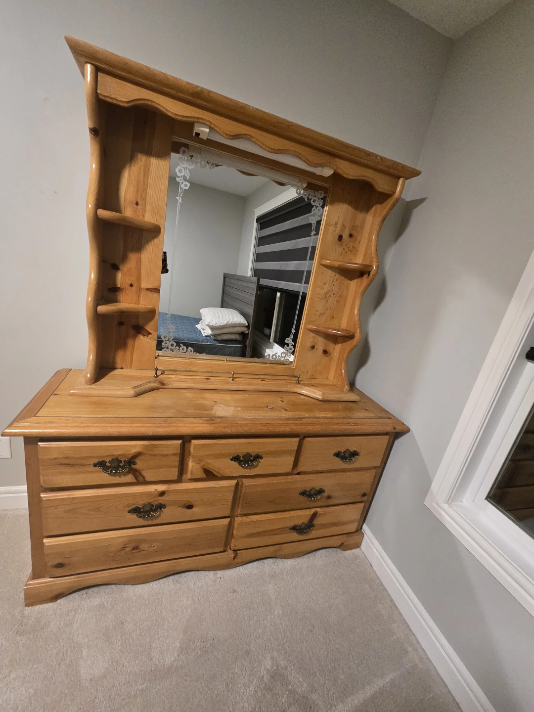 Wooden Dresser with Mirror