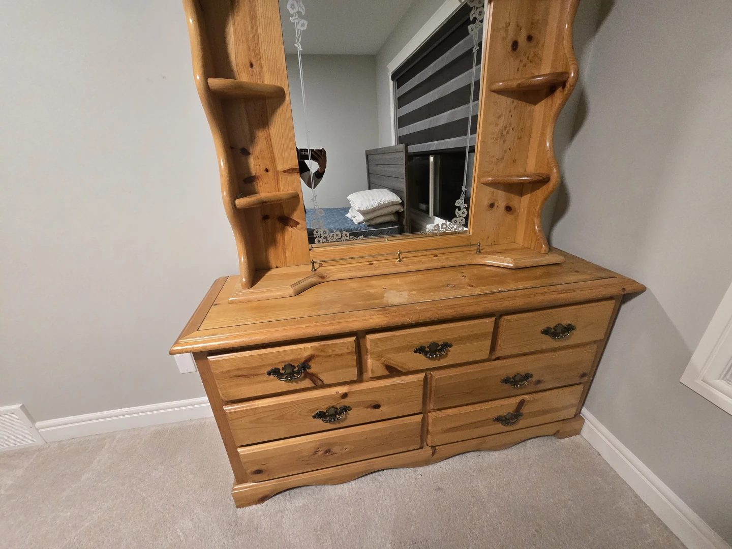 Wooden Dresser with Mirror - photo 2