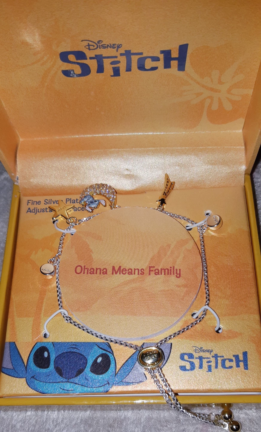 Disney Stitch Charm Bracelet - Adjustable, Silver Plated
