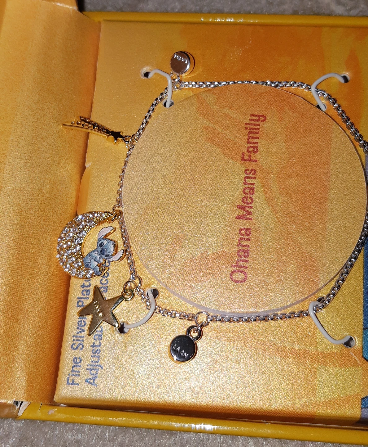 Disney Stitch Charm Bracelet - Adjustable, Silver Plated - photo 2