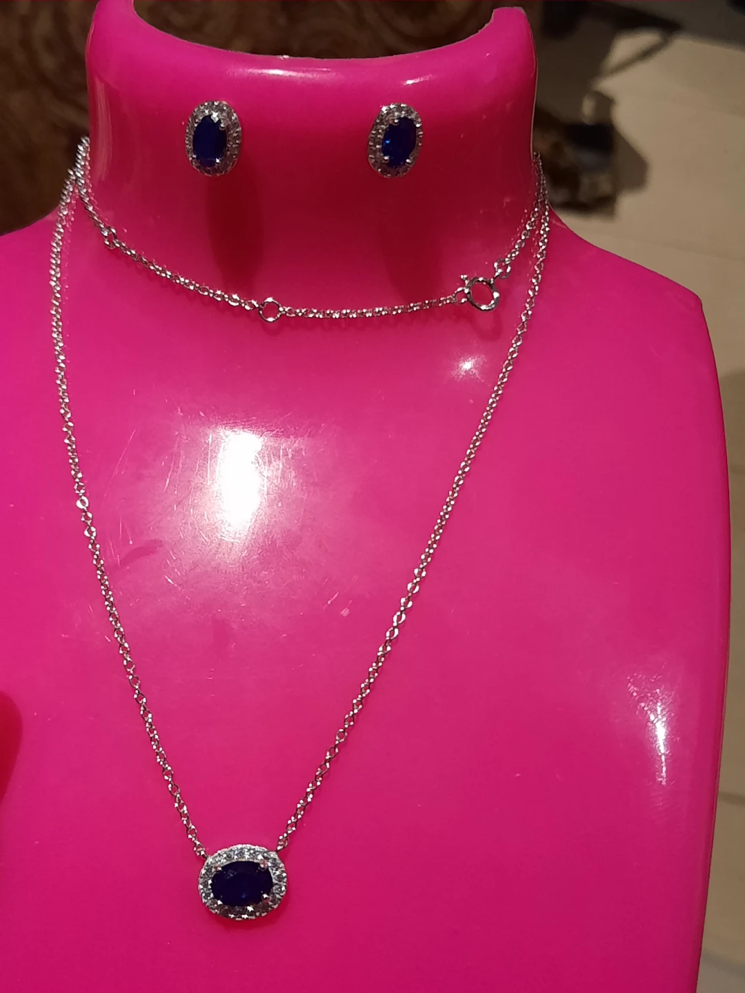 Solid sterling silver Sapphire CZ Gift set 3pc