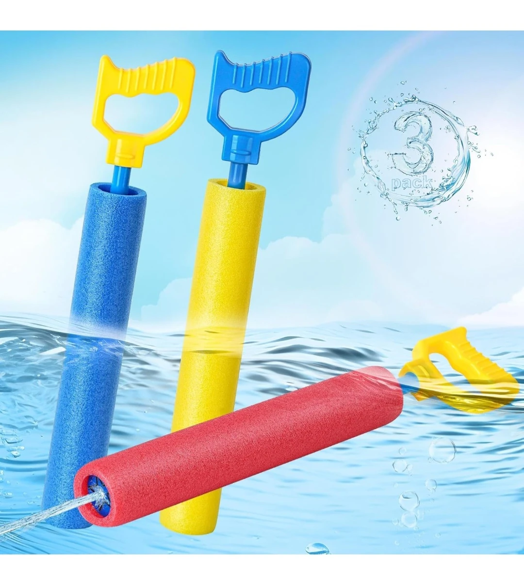 Set of 3 Foam Water Guns