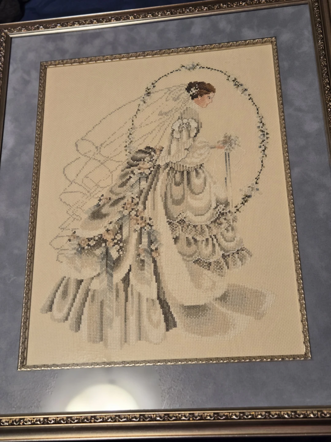 Framed Cross-Stitch Bride