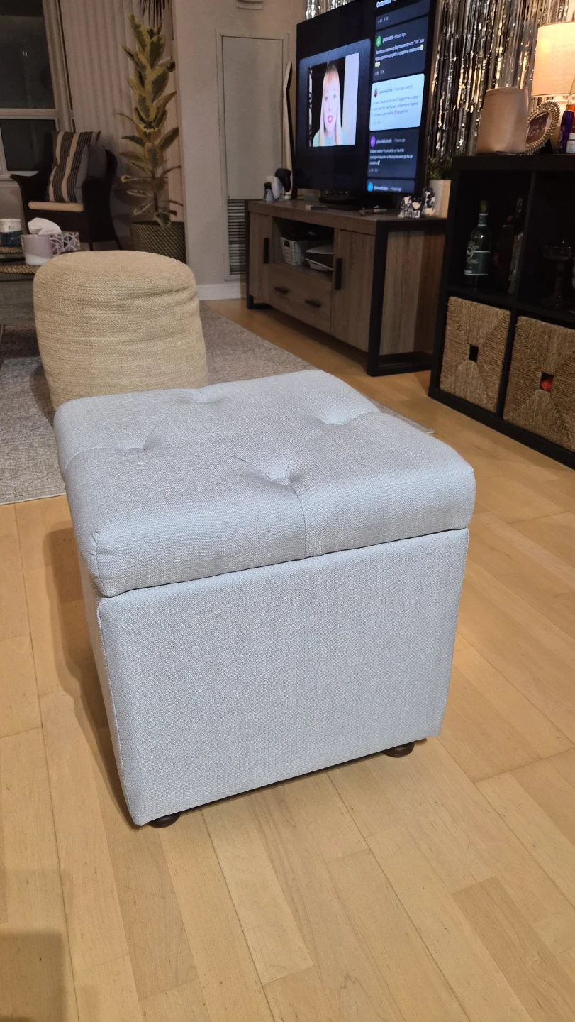 Grey Storage Ottoman - 18" x 18"