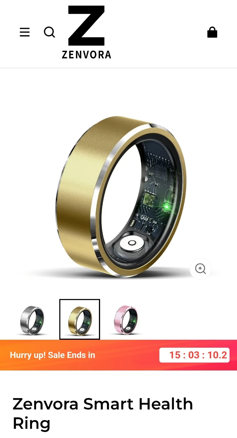 Zenvora Smart Ring - Gold, size 10