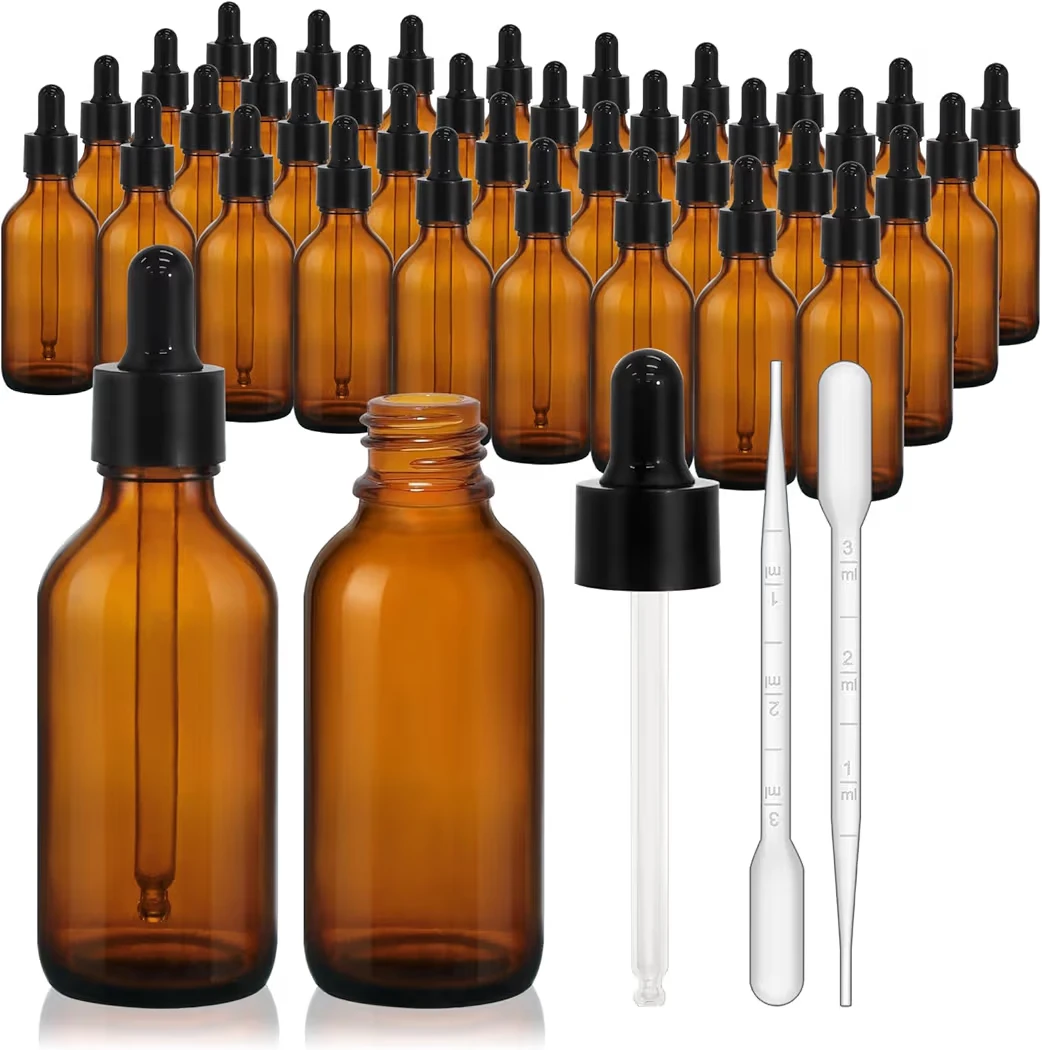 Keywing 2oz Amber Glass Dropper Bottles (36 count)