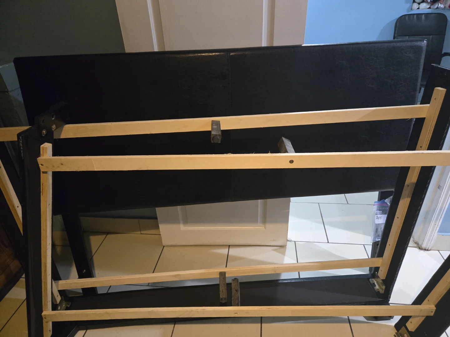 Black Faux Leather Platform Bed Frame