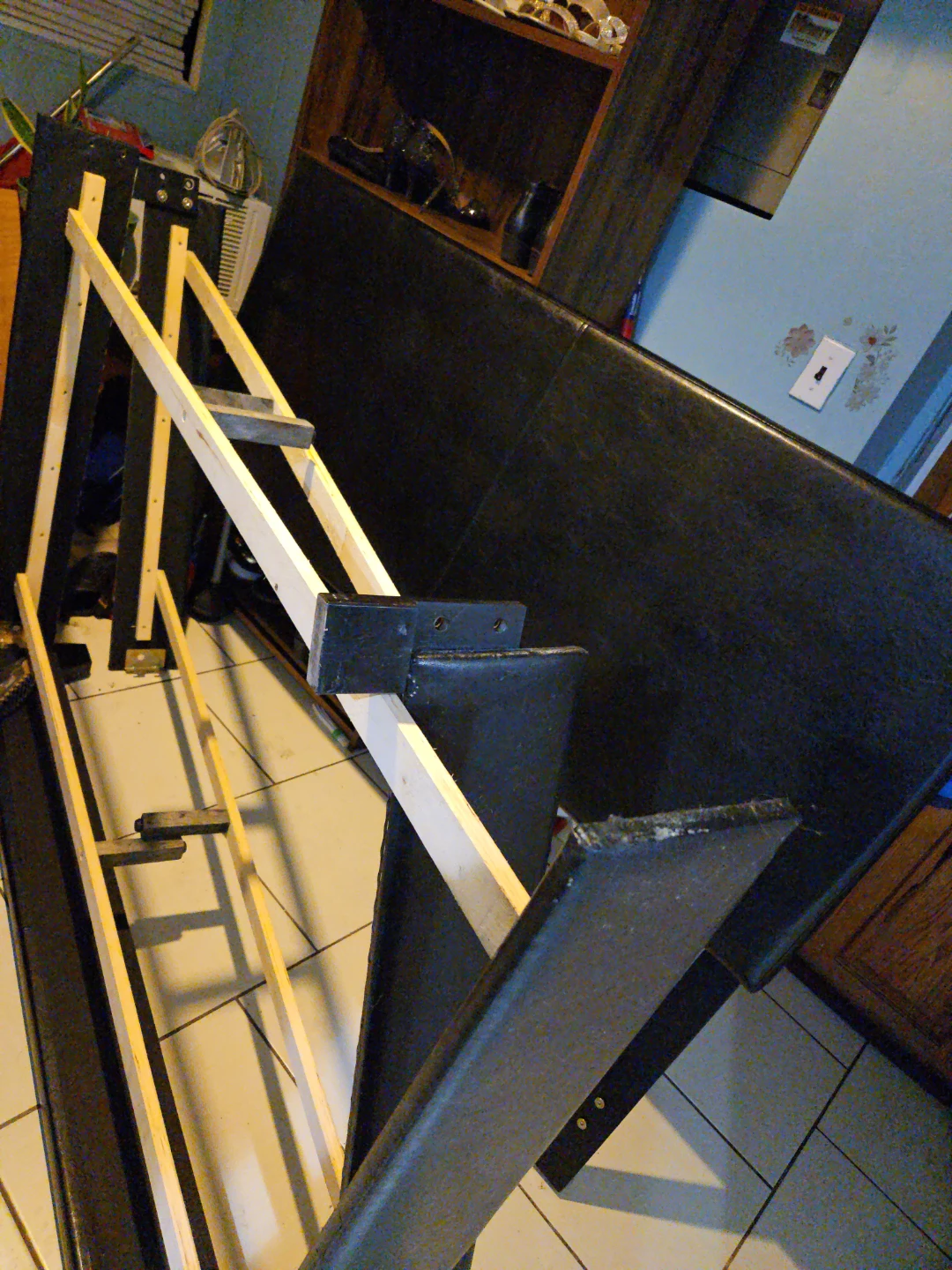 Black Faux Leather Platform Bed Frame - photo 2