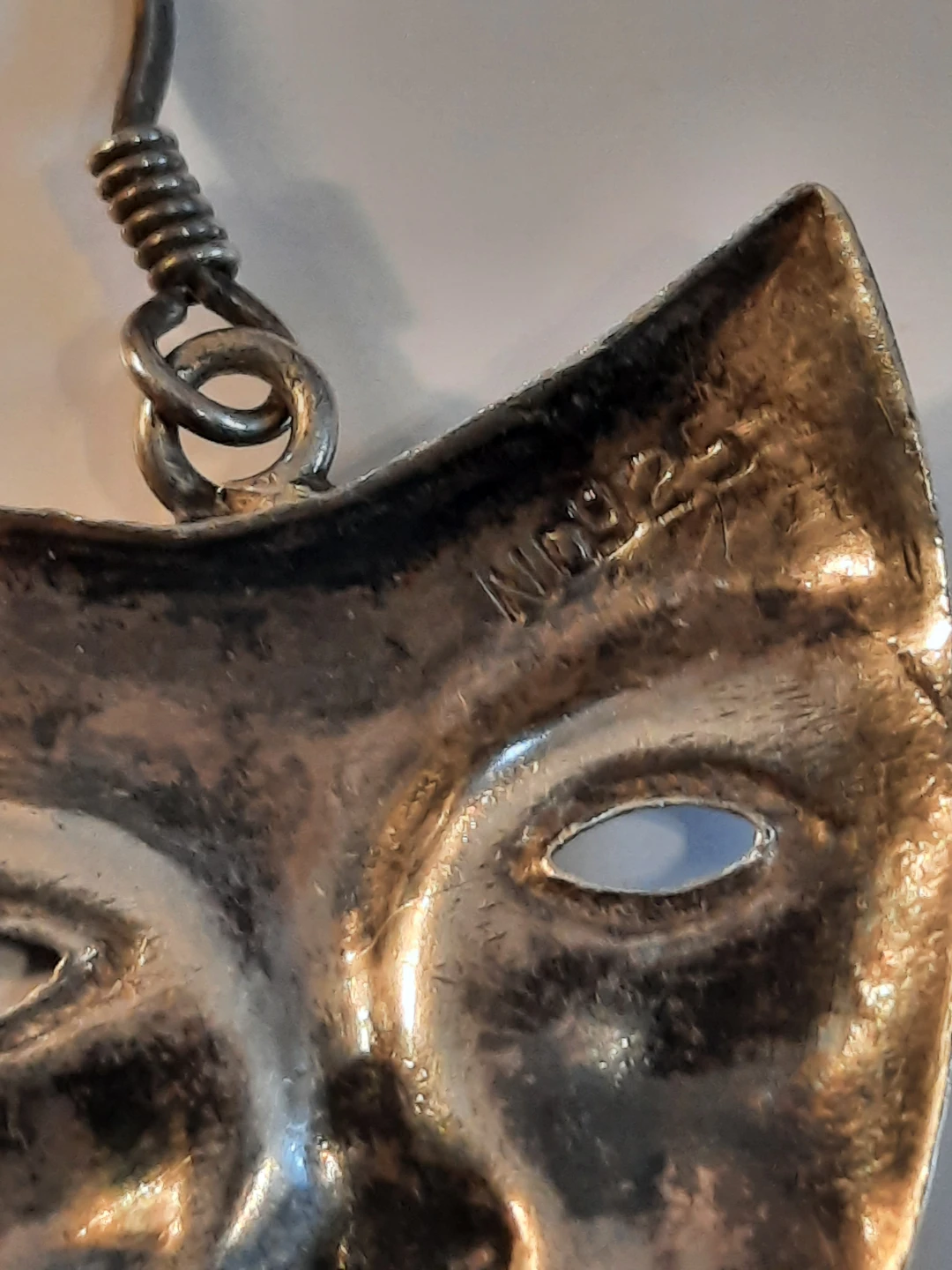 Vintage ND 925 Silver Mask Brooch & Earrings Set - photo 4
