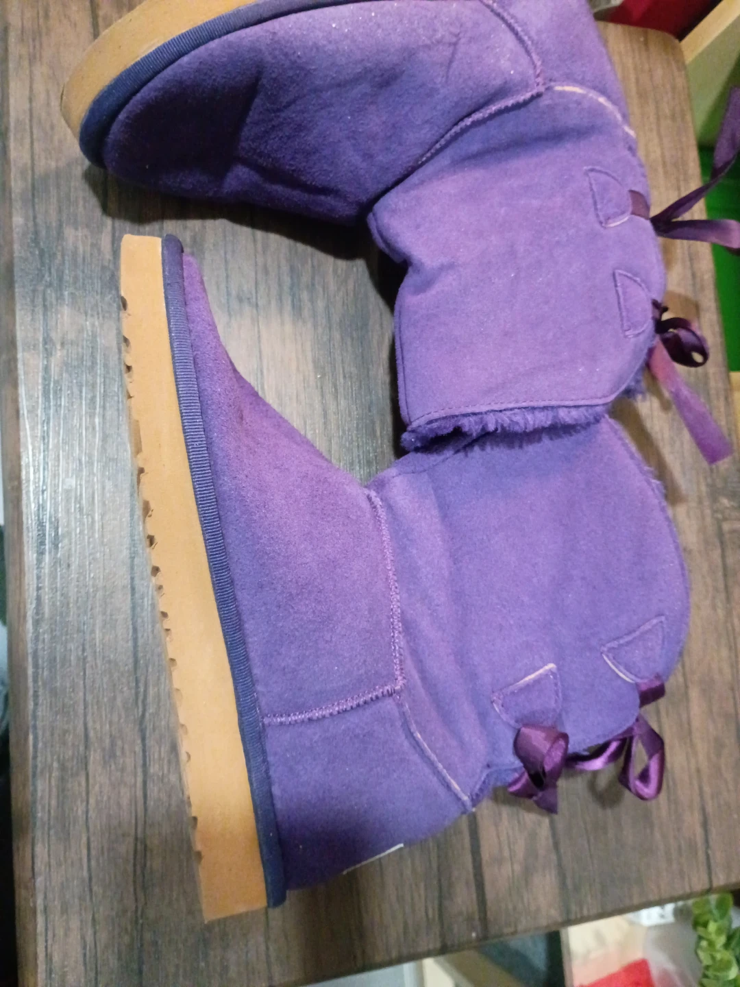 New UGG Bailey Bow II Purple Boots - Size W6 - photo 3