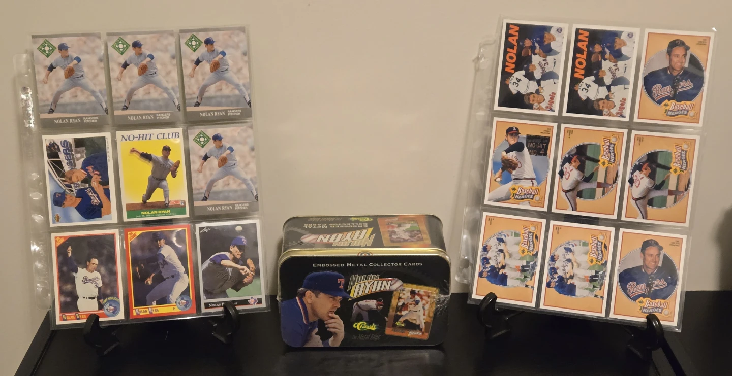 Nolan Ryan Baseball Cards & Collector's Tin with 10 Metal Cards.