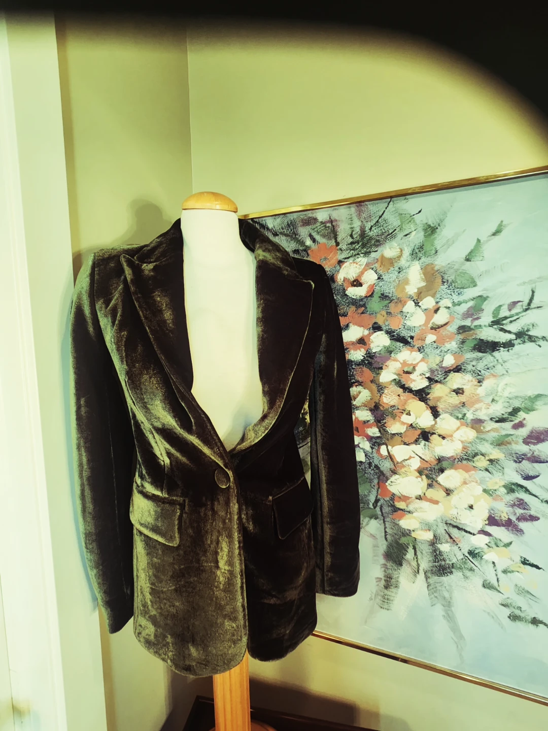 VINTAGE Velvet Blazer Green XS/SMALL - photo 2