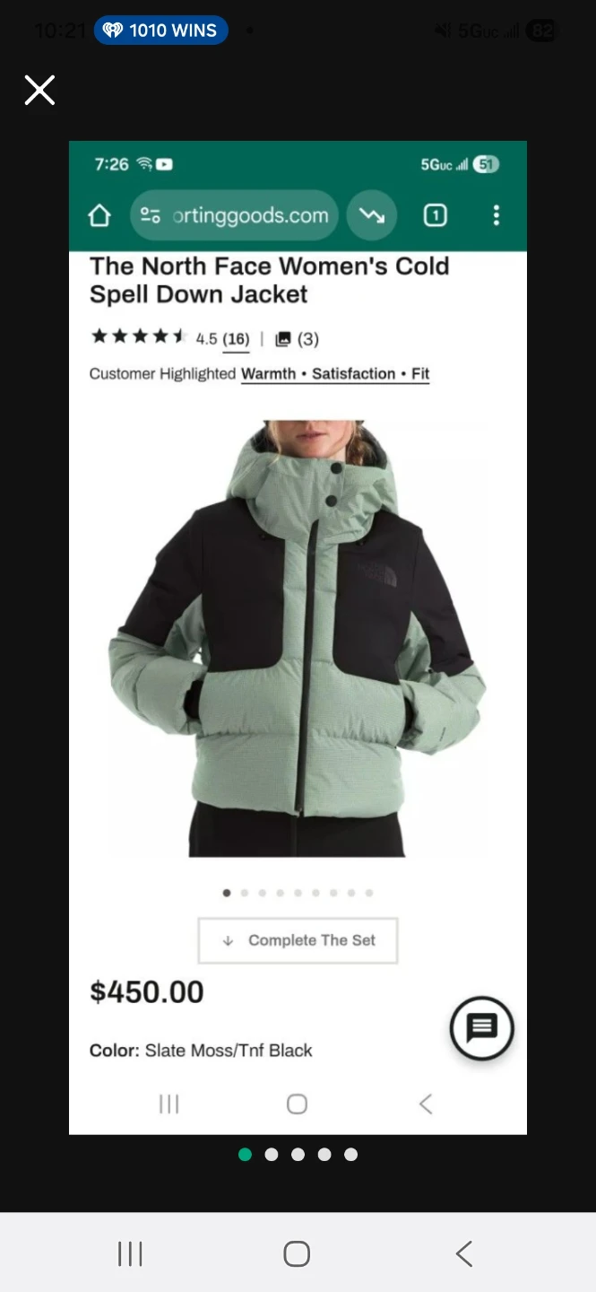 The North Face Cold Spell Down Jacket - Slate Moss/Black