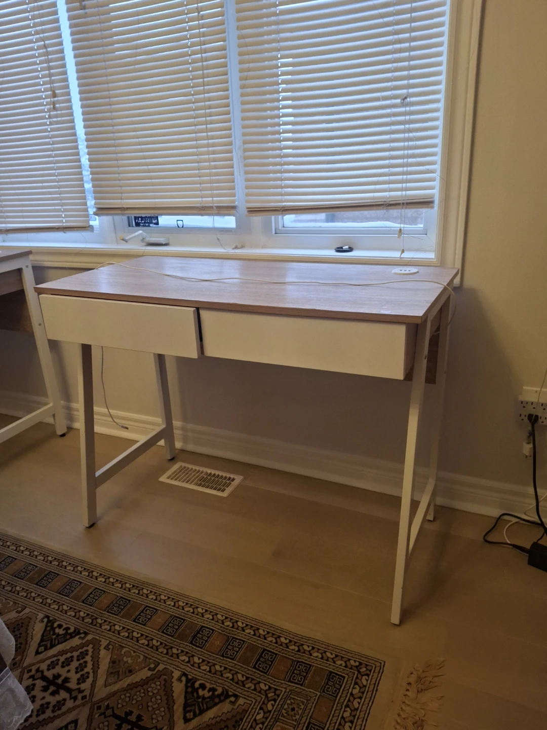 Wood and White Desk with Drawers - photo 2