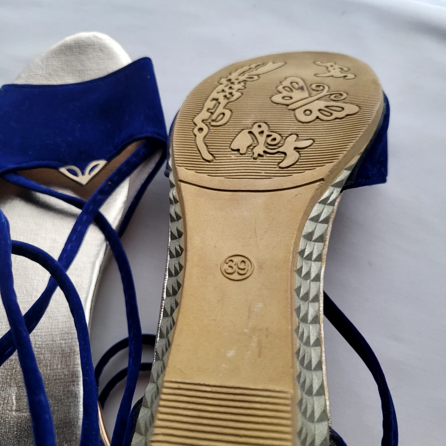Blue & Gold Strappy Heels - Size 39 - photo 2