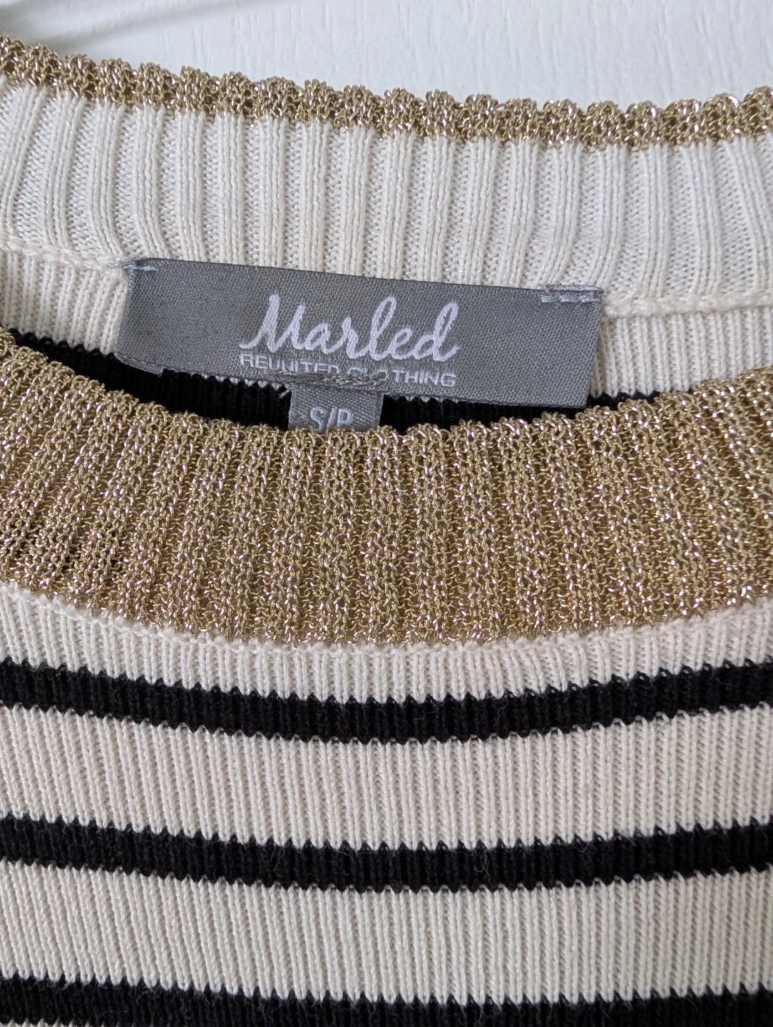 Marled Striped Sweater with Gold Accents - photo 2