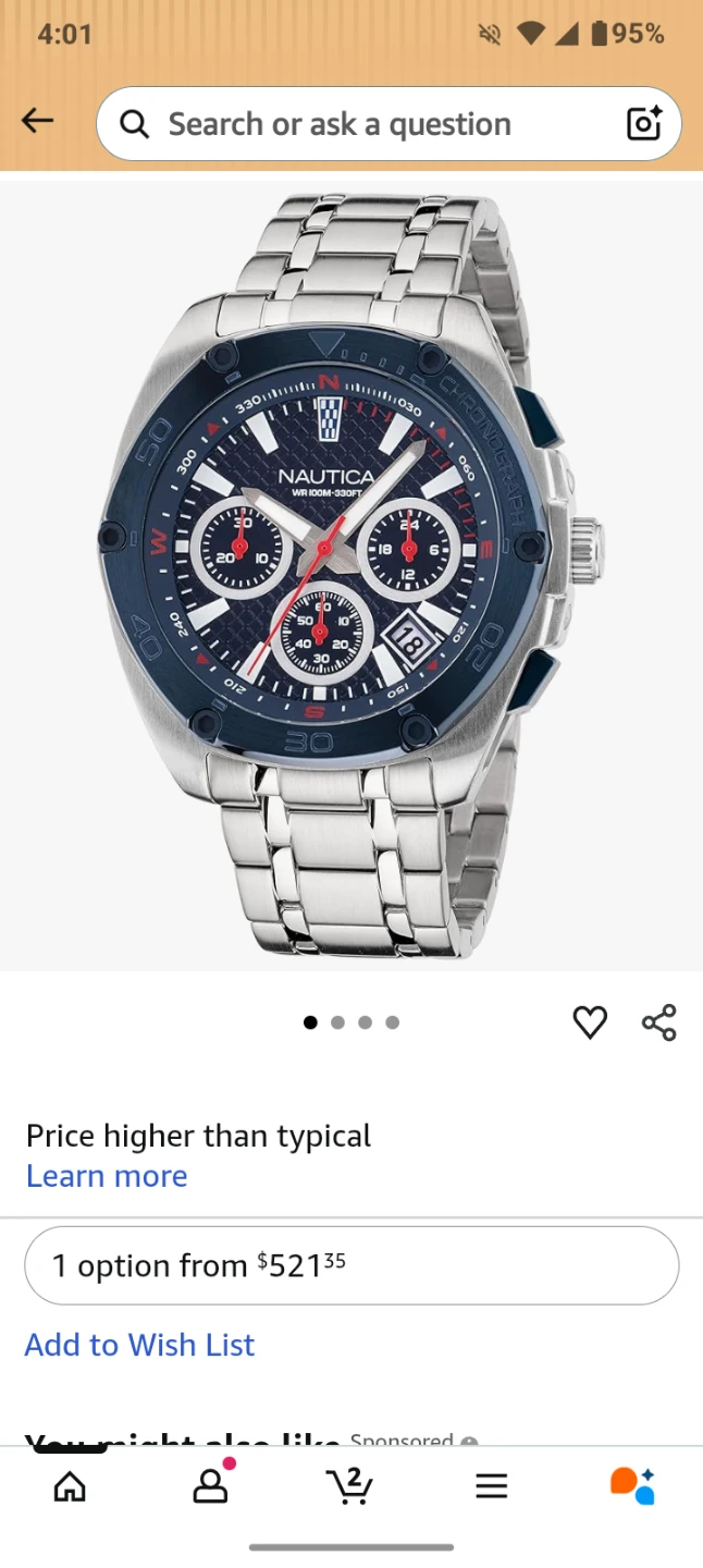 Nautica Blue & Silver Chronograph Watch - photo 2