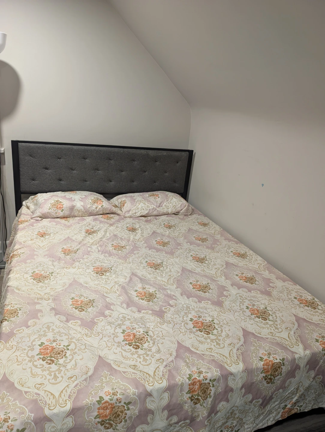 Queen Size Bed Frame with Headboard and Queen Mattress