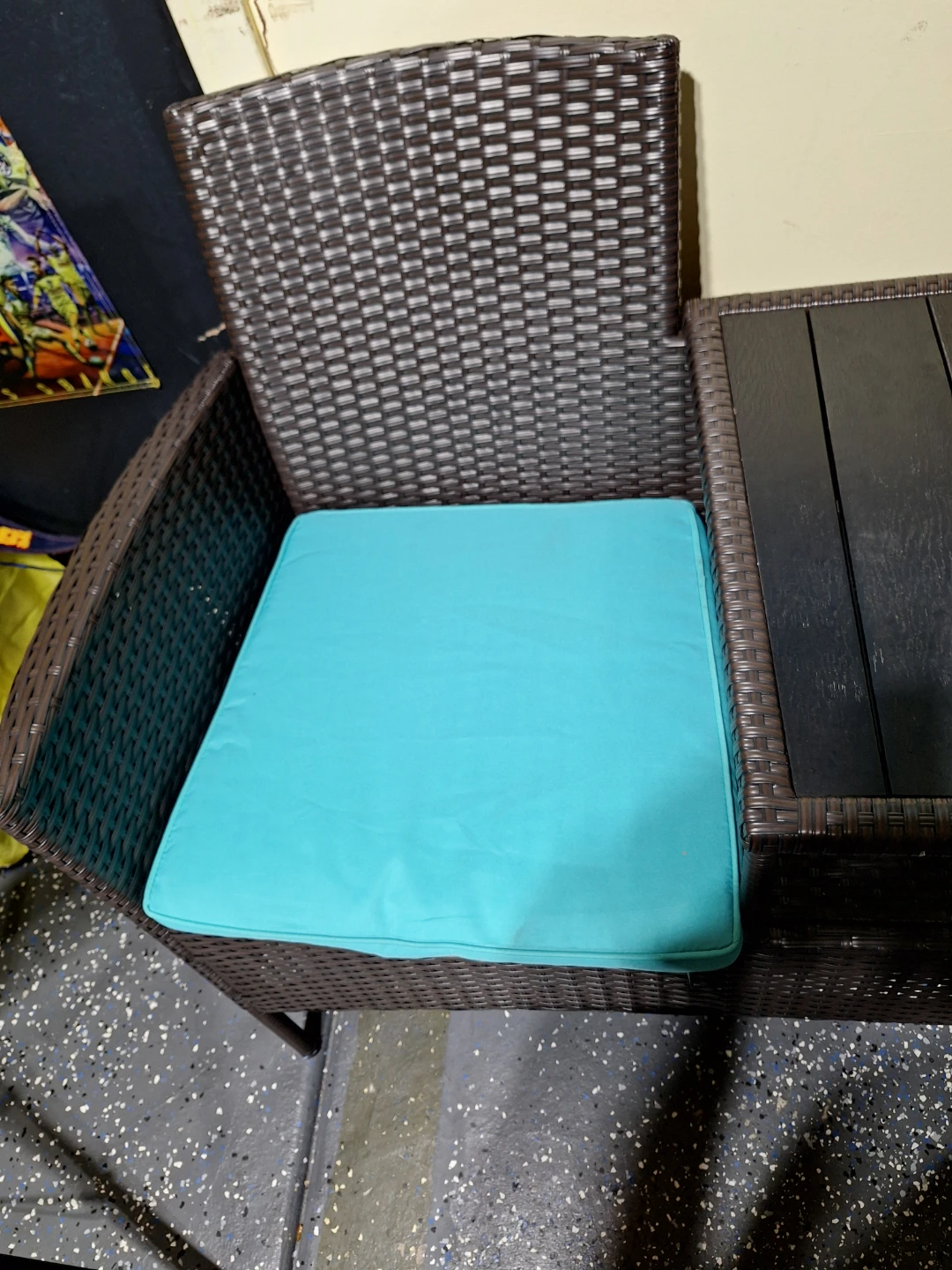 Patiojoy Wicker Loveseat with Table - Brown & Turquoise - photo 5