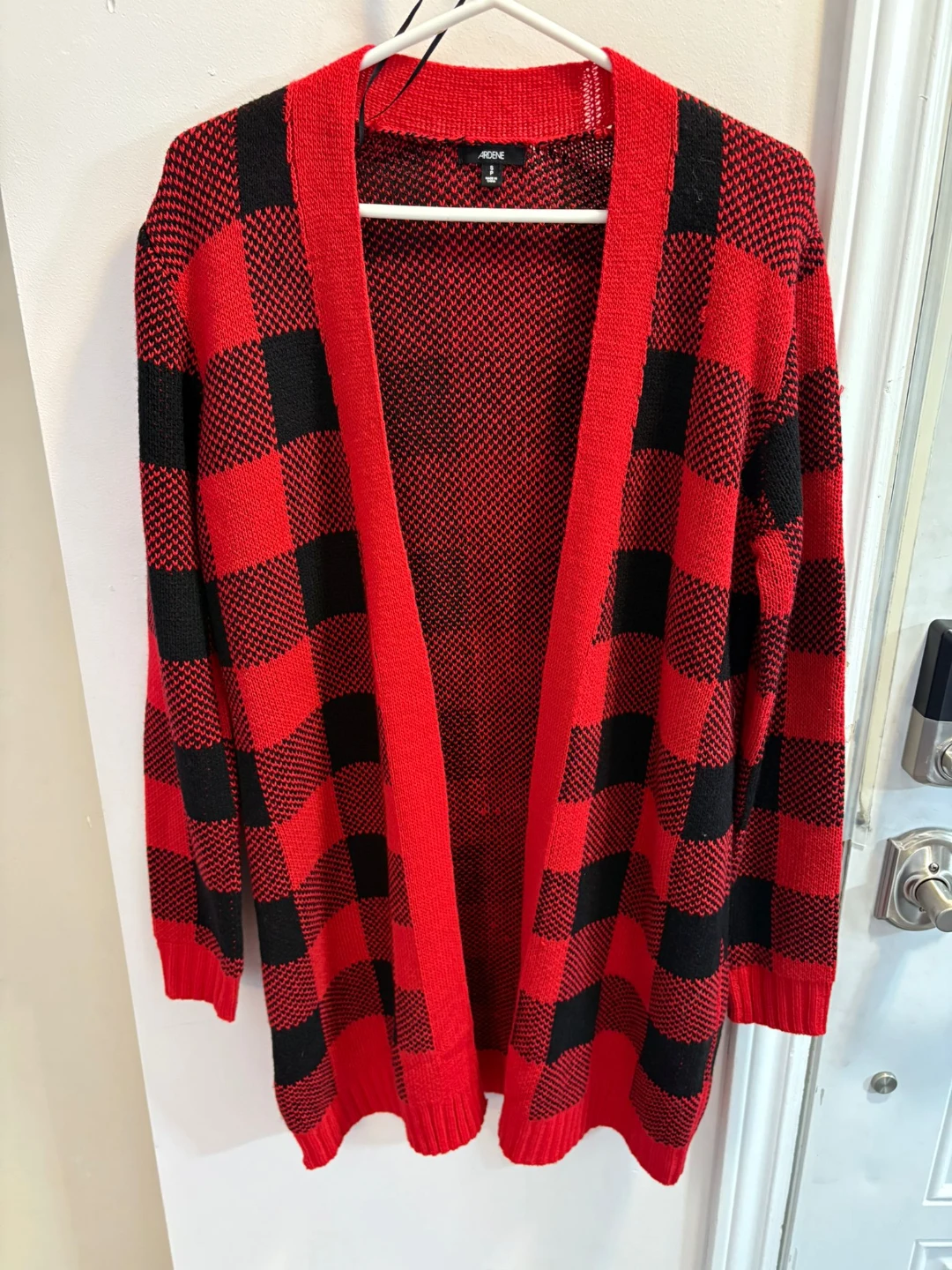 Ardene Red & Black Buffalo Plaid Cardigan - Size Small
