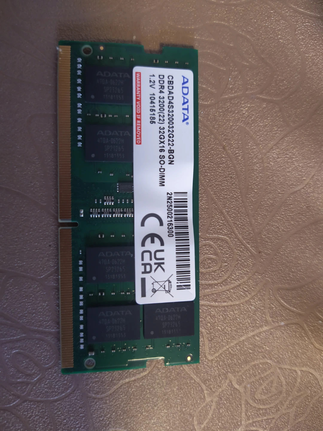 Almost New ADATA DDR4 3200MHz 32GB RAM. I can mail it