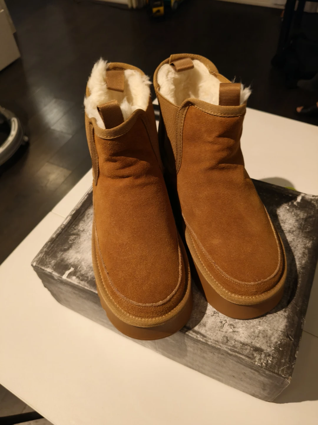 Nuvollante Suede Shearling Platform Ankle Boots - photo 4