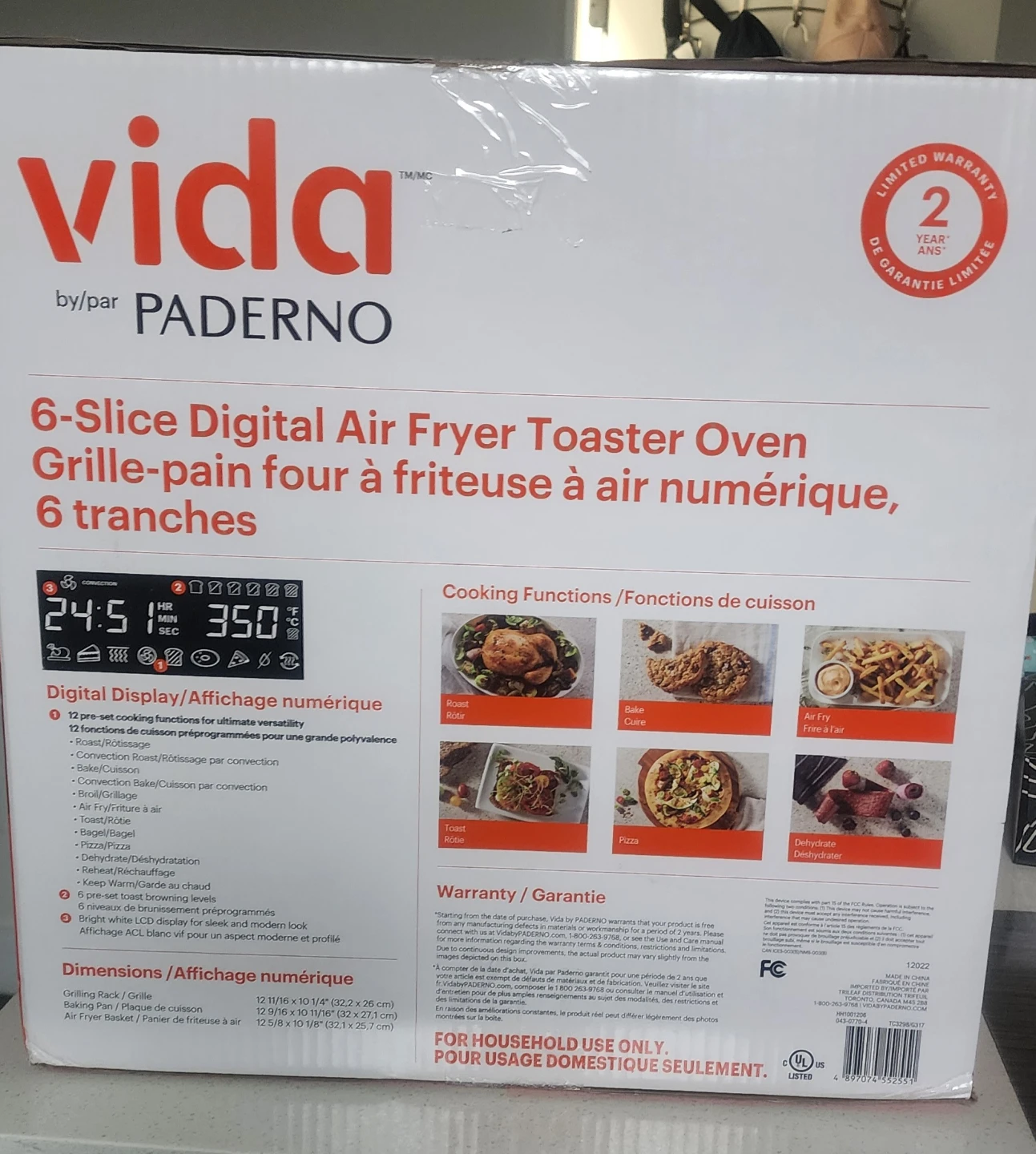 Vida by Paderno 6-Slice Digital Air Fryer Toaster Oven - photo 3