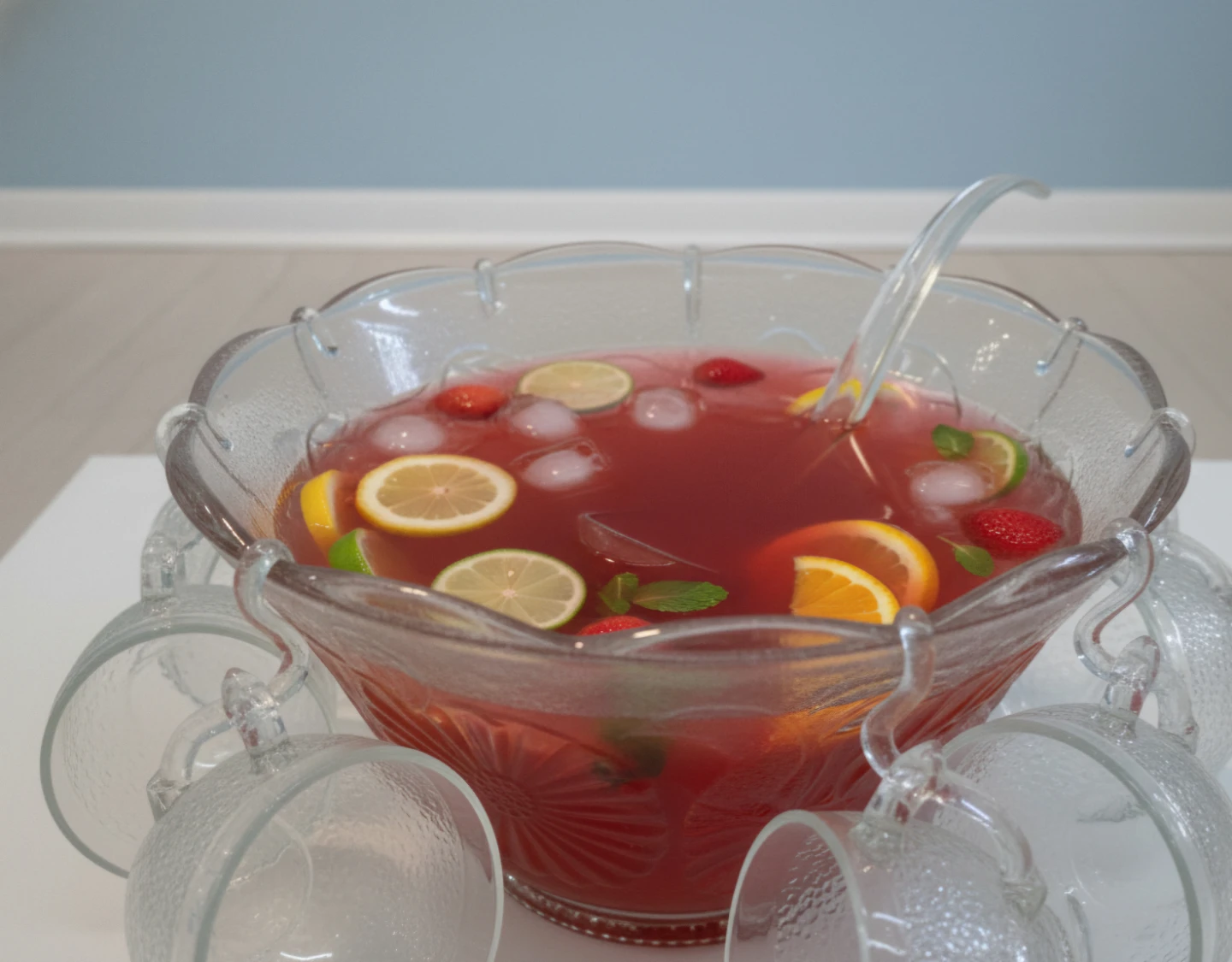 Vintage Glass Punch Bowl Set