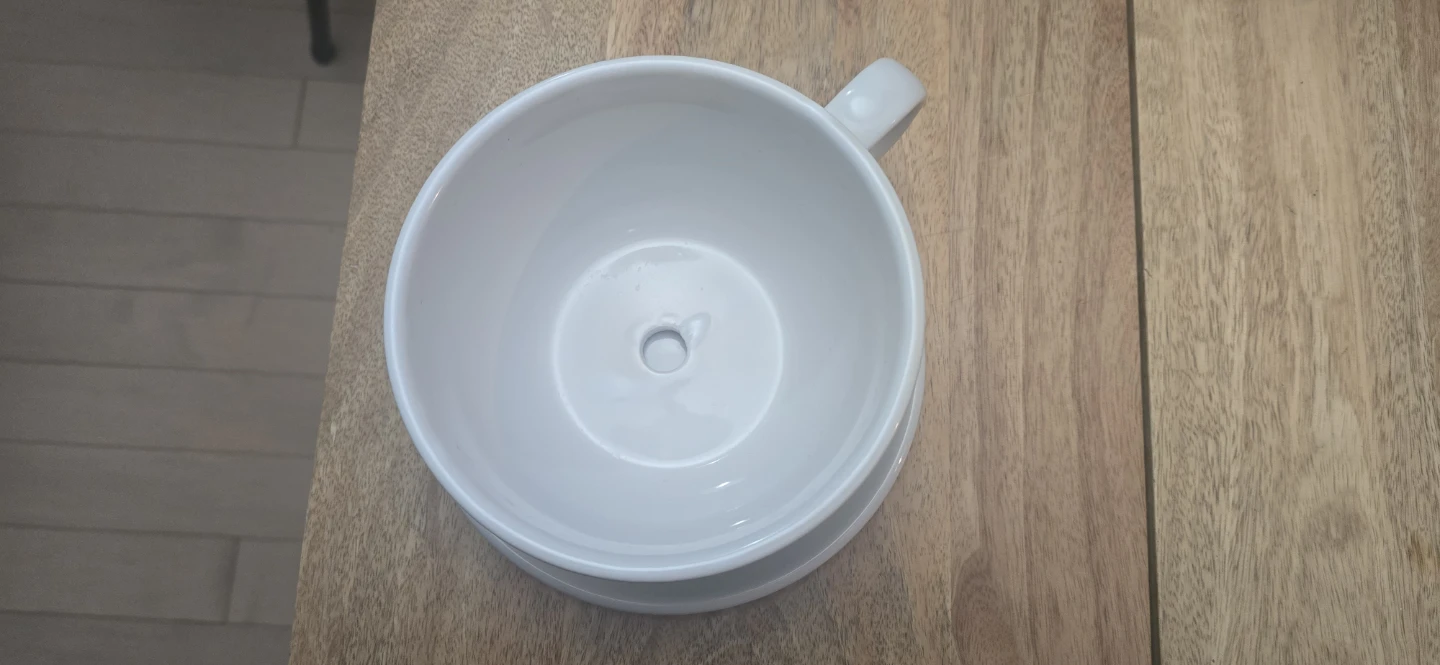 White Ceramic Cup Planter with Saucer - photo 2