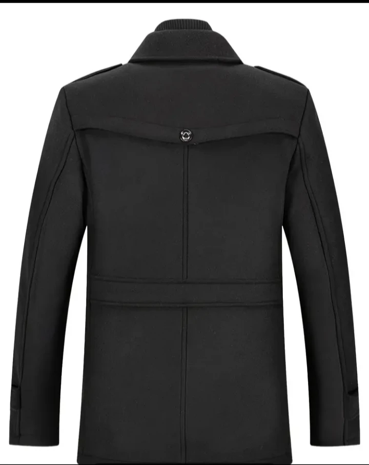 Men's Black Wool Blend Overcoat - photo 2
