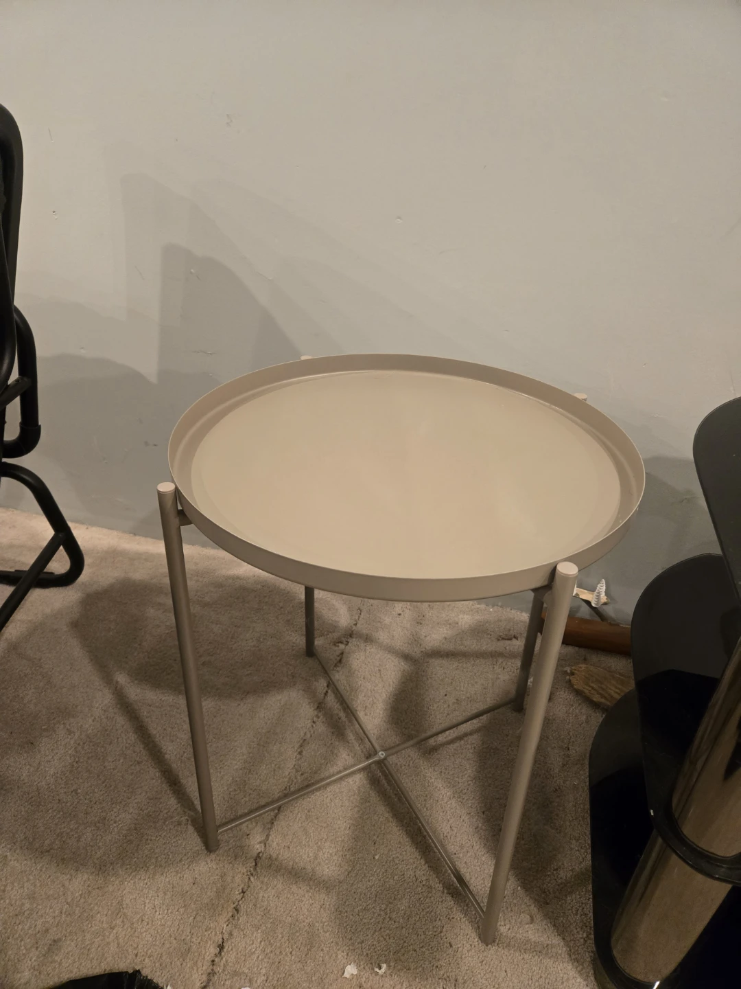Round Beige Side Table