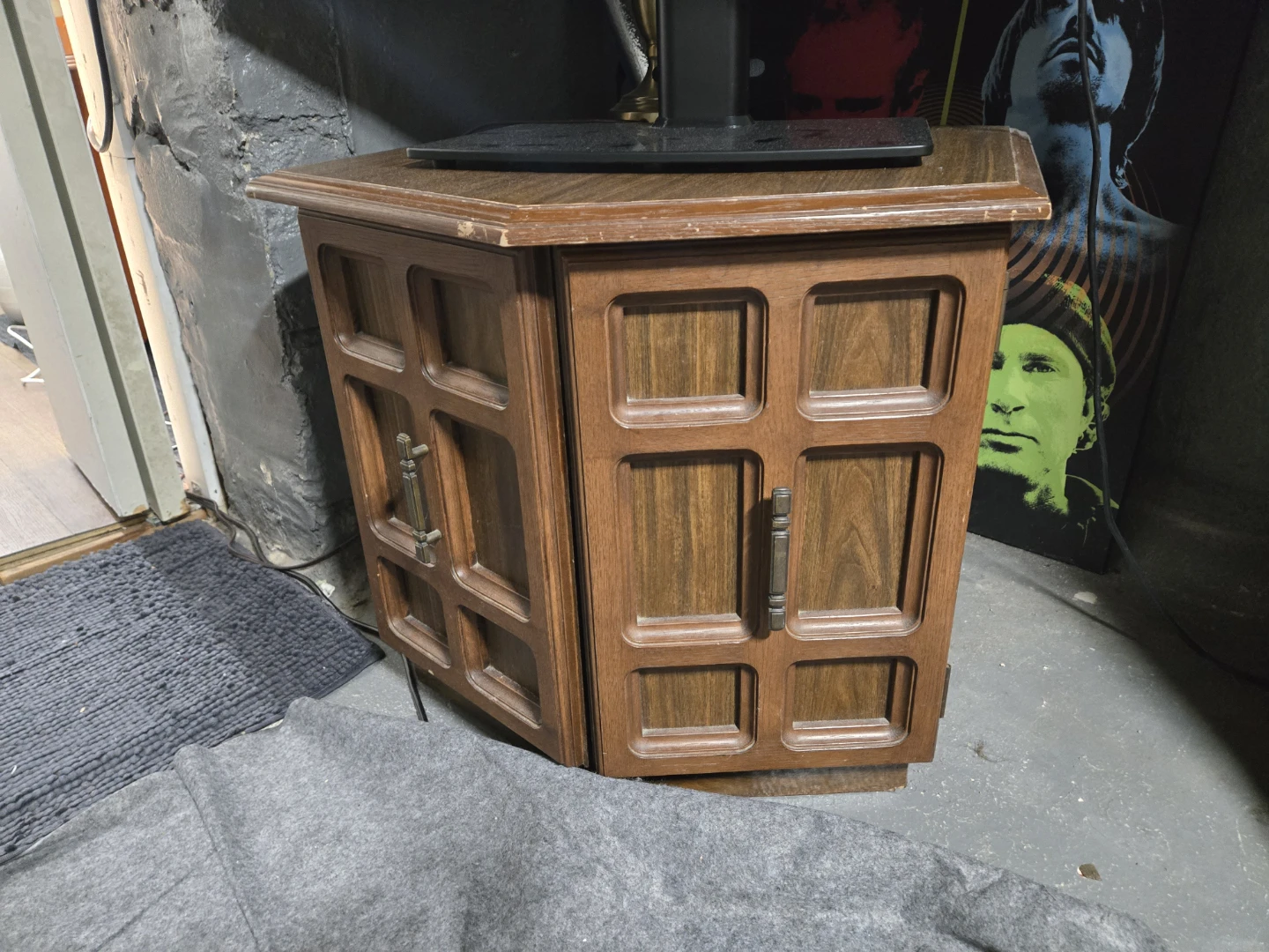 Hexagon Vintage Corner Cabinet with storage space
