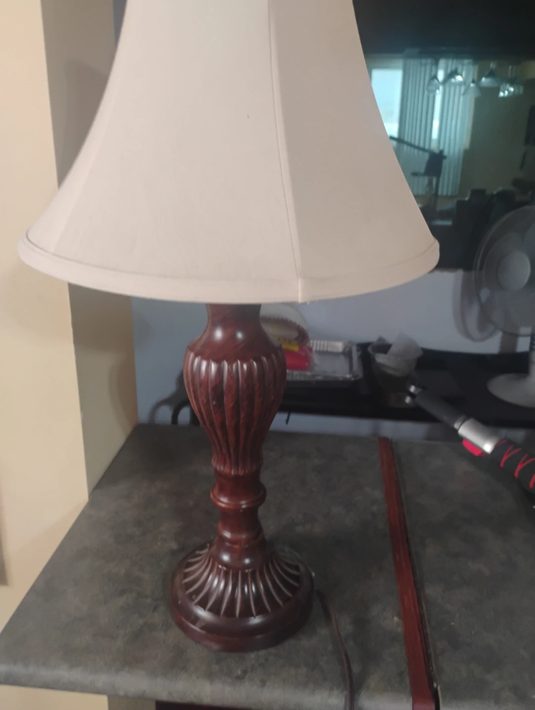 Wooden Table Lamp with Cream Shade