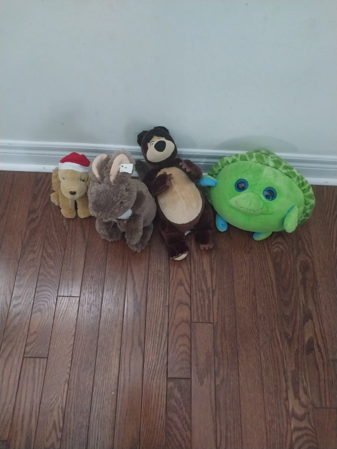 Set of 4 Plush Toys: Dog, Rabbit, Bear, and Turtle