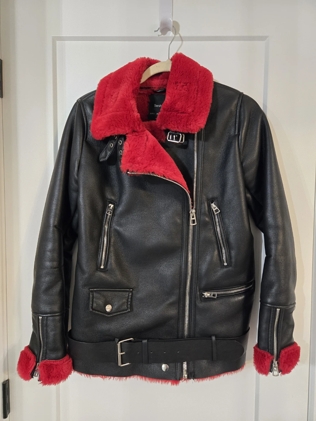 Bershka Black Faux Leather Jacket - Size S - photo 2