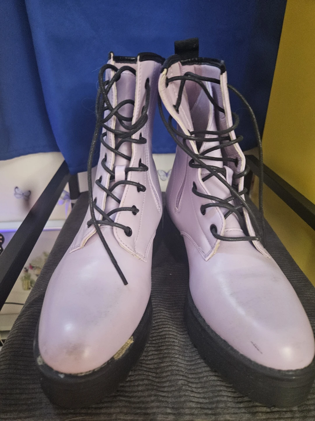 Women's Lilac Lace-Up Platform Combat Boots - photo 2