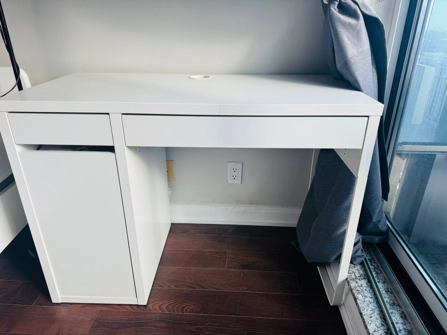 IKEA White Desk and Grey Office Chair Set