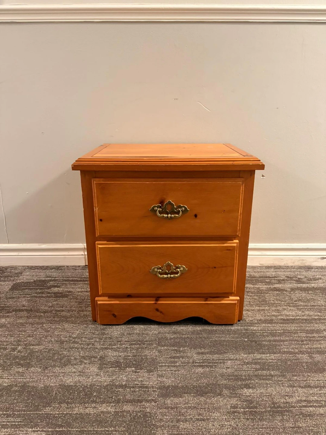 Wooden 2-Drawer Bedside Table