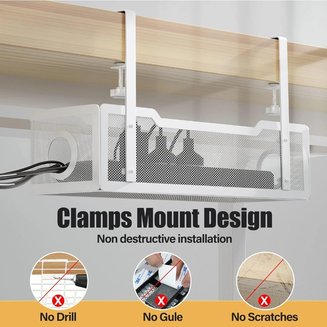 Cinati Under Desk Cable Management Tray - White - photo 4
