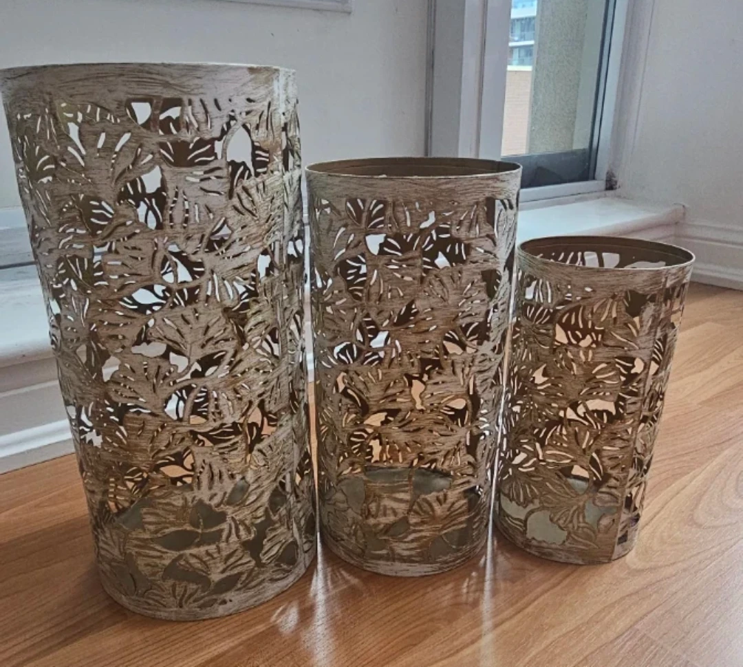 Set of 3 Metal Decorative Vases