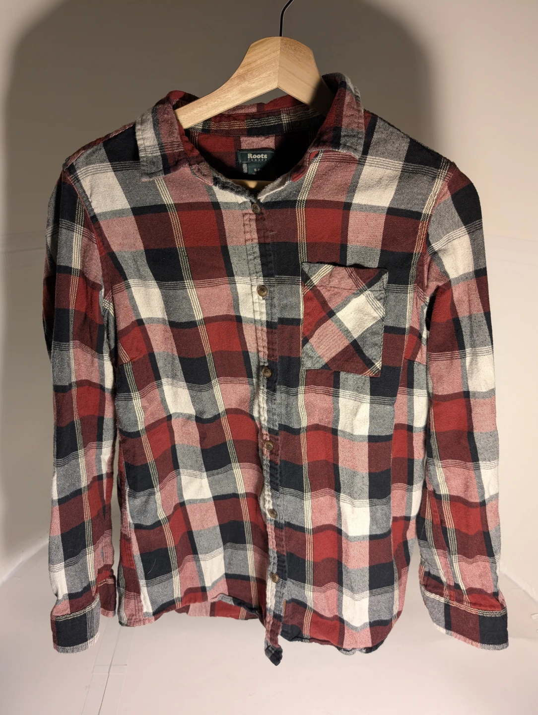 Plaid Long Sleeve Shirt | Roots - Size S/P - photo 2