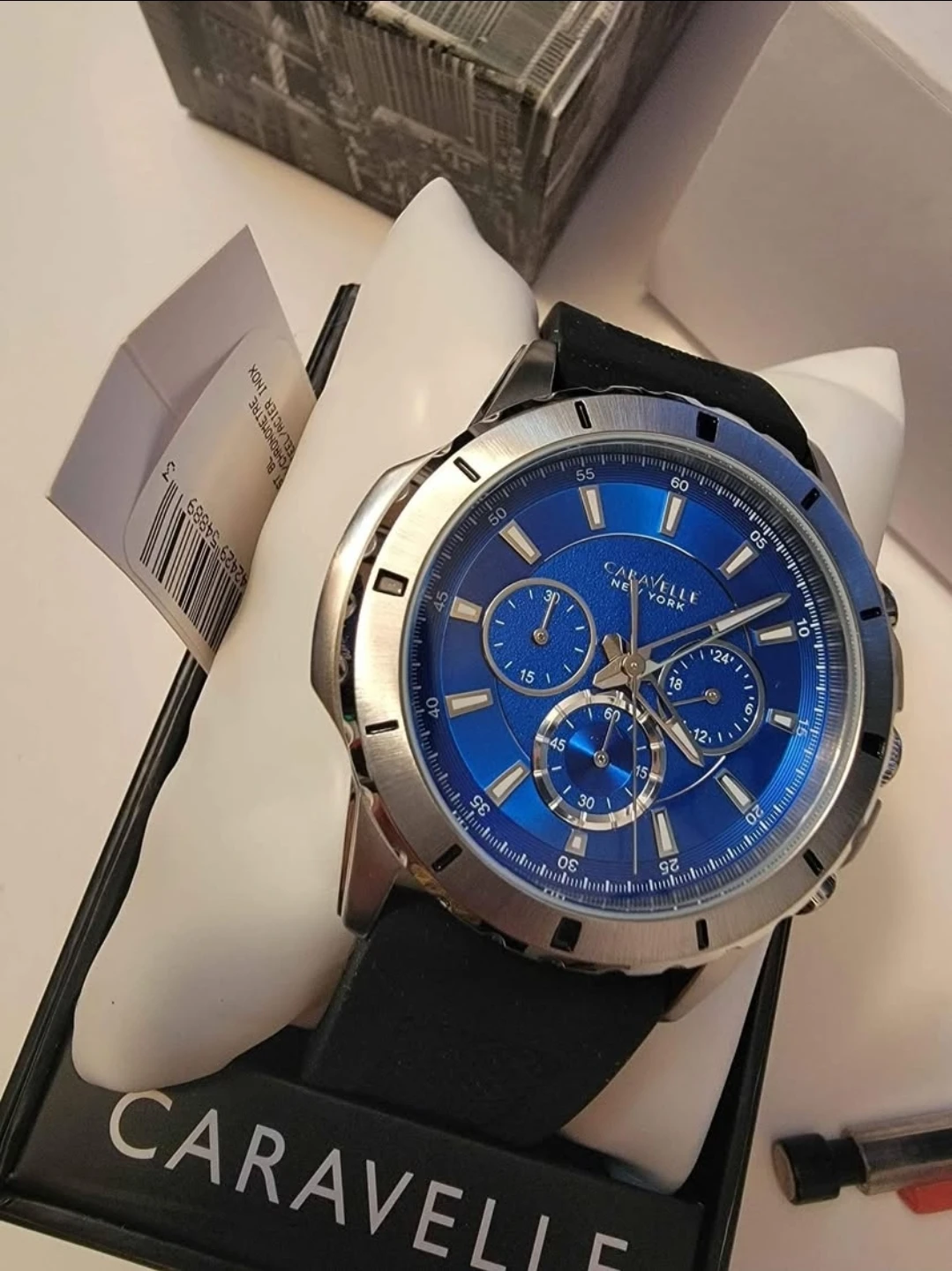 Caravelle Bulova Men's Quartz Navy Blue Dial Chronograph Luxury - photo 3