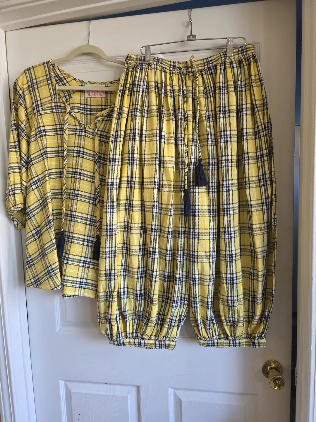 Yellow Plaid  Set - Top and Pants