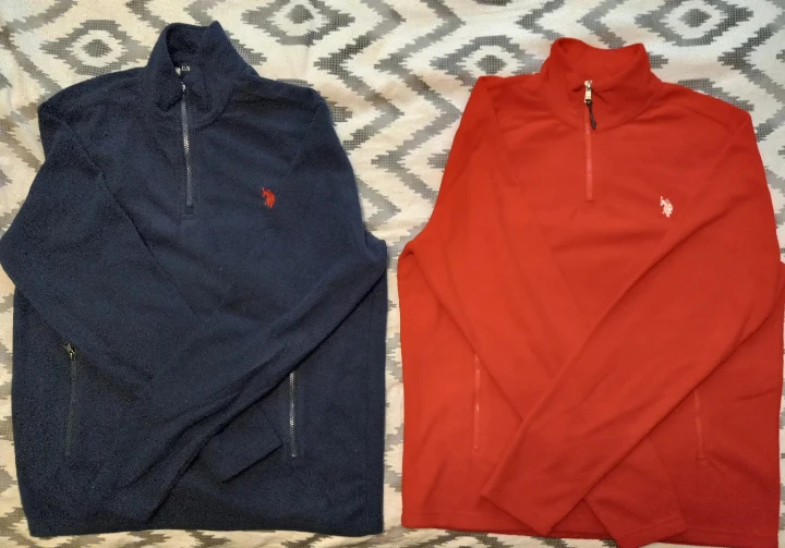 US Polo Assn. 1/4 Zip Pullovers - Navy & Red